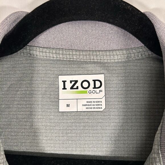 IZOD Golf Polo Shirt Men's Medium Solid Grey Short Sleeve Collared - Picture 5 of 9